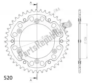 SUPERSPROX SU680843G ktw sigilo trasero 43t, oro, 520 - Lado inferior