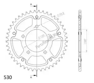 SUPERSPROX SU682943G ktw sigilo trasero 43t, oro, 530 - Lado inferior
