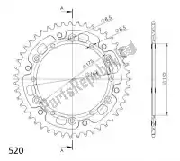 SU285344B, Supersprox, Ktw rear alu 44t, black, 520    , New