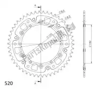 SU285350D, Supersprox, Ktw trasero aluminio 50t, azul, 520    , Nuevo