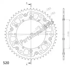 SUPERSPROX SU685352G ktw sigilo trasero 52t, oro, 520 - Lado inferior