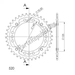 SUPERSPROX SU285739B ktw rear alu 39t, black, 520 - Bottom side