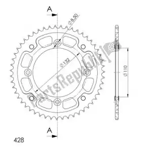 SUPERSPROX SU289851O ktw rear alu 51t, orange, 428 - Bottom side