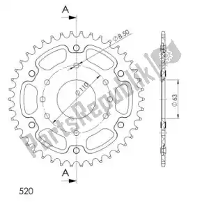 SUPERSPROX SU290542O ktw rear alu 42t, orange, 520 - Bottom side