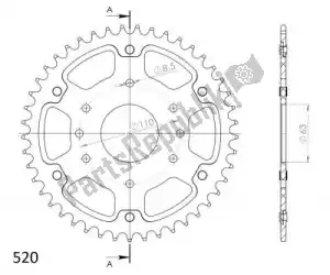 SUPERSPROX SU690546O ktw sigilo trasero 46t, naranja, 520 - Lado inferior