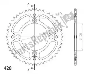 SUPERSPROX SU299852S ktw rear alu 52t, silver, 428 - Bottom side