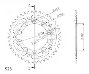 SUPERSPROX SU6130442R ktw rear stealth 42t, red, 525 - Onderkant