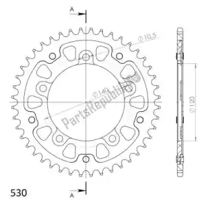 SUPERSPROX SU6180043G ktw sigilo trasero 43t, oro, 530 - Lado inferior