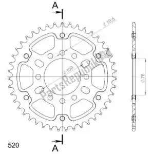 SUPERSPROX SU6182543G ktw rear stealth 43t, gold, 520 - Bottom side