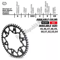 Here you can order the ktw rear alu 50t, black, 520 from Moto Master, with part number 37620022250: