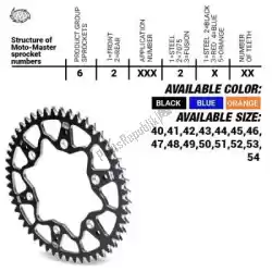 Qui puoi ordinare ktw posteriore alu 54t, nero, 520 da Moto Master , con numero parte 37620072254: