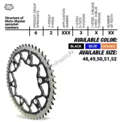 Here you can order the ktw rear fusion 51t, black, 520 from Moto Master, with part number 37620073251: