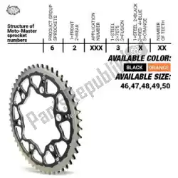 Here you can order the ktw rear fusion 50t, black, 420 from Moto Master, with part number 37620273250:
