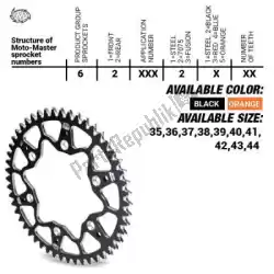 Here you can order the ktw rear alu 38t, black, 415 from Moto Master, with part number 37620282238: