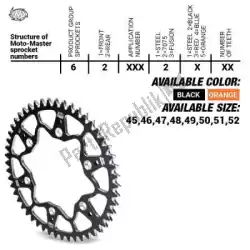 ktw rear alu 51t, black, 520 van Moto Master, met onderdeel nummer 37620302251, bestel je hier online: