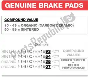 BREMBO 09007BB0306 plaquette de frein 07bb0306 plaquettes de frein organique d'origine - Face supérieure