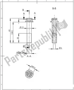 ducati 77210042B bulloni, bullone cavo, m12x55mm - Lato sinistro