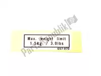 81219GS7970ZB, Honda, label, handschoenenkastje capaciteit (1,5 kg) * type1 * (type1) honda nes nps nss pes sh 50 125 150 250 300 2005 2006 2007 2008 2009 2010 2011 2012, Nieuw