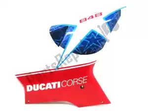 Ducati 48032293A carenado lateral, blanco, azul, rojo, derecho - Lado inferior