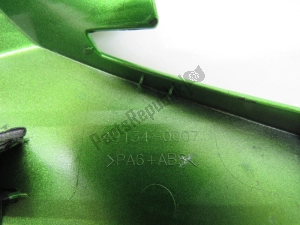 Kawasaki 49134527151P seitenwand, grün, abs plastik, rechts - Oberseite