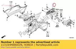 Qui puoi ordinare copertina, r. Lato motore *nha41mr* argento selce metallizzato da Honda , con numero parte 11310HM8B00ZB: