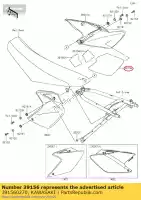 391560270, Kawasaki, coussin, couvercle latéral, rh klx450a8f kawasaki  klx 450 2008 2009 2010 2011 2012 2013 2014 2015 2016 2017 2018 2019 2020 2021, Nouveau