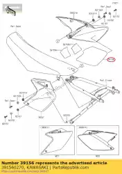 Ici, vous pouvez commander le coussin, couvercle latéral, rh klx450a8f auprès de Kawasaki , avec le numéro de pièce 391560270: