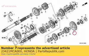 Honda 23421MCA000 gear, countershaft first - Bottom side