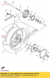 yamaha 3P6253380198 cast wheel, rear - Bottom side