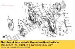 Here you can order the grille, r. Radiator from Honda, with part number 19033KZ4J20: