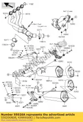 Here you can order the guard,rh from Kawasaki, with part number 550200808: