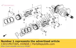 Aquí puede pedir juego de anillos, pistón (estándar) de Honda , con el número de pieza 13011MCT305: