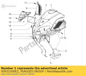 Piaggio Group 95932300EZ frontafschermingen, silver, suffix: ez_grijs titanio 742/b - Bottom side