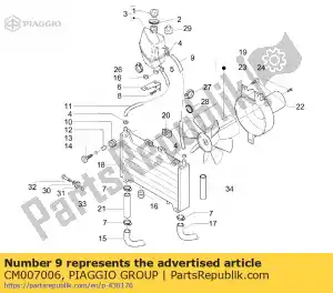 Piaggio Group CM007006 tubo de alimentação do tanque refrigerador - Lado inferior