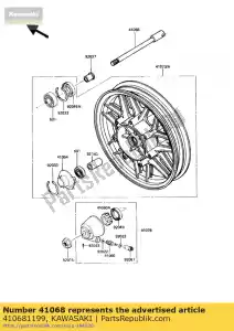 Kawasaki 410681199 axle,fr - Bottom side