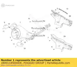 Ici, vous pouvez commander le couvercle de guidon avant auprès de Piaggio Group , avec le numéro de pièce 1B001185000DE: