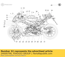 Aprilia 2H000798, Nummerplaat sticker rechter achterkuip, OEM: Aprilia 2H000798