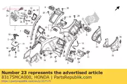 dekking, l. Onderdak innerlijk van Honda, met onderdeel nummer 83175MCA000, bestel je hier online: