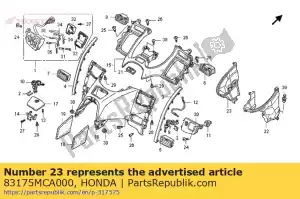 Honda 83175MCA000 dekking, l. onderdak innerlijk - Onderkant