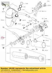 body-assy-uitlaatdemper kx85a6f van Kawasaki, met onderdeel nummer 181000016, bestel je hier online: