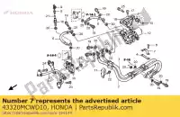 43320MCWD10, Honda, clamper, rr. mangueira do freio honda vfr 800 2002 2003 2004 2005 2006 2007 2008 2009 2010, Novo