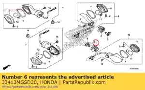 honda 33413MGSD30 borracha, montagem winker - Lado inferior