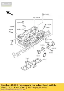 Kawasaki 490021005 guia, válvula - Lado inferior