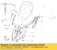 5772650038, Piaggio Group, parte inferior do pára-brisa piaggio x x9 125 200 250 500 2000 2003 2004 2005 2006 2007, Novo