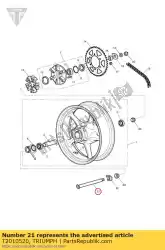 Here you can order the spindle, rear wheel from Triumph, with part number T2010520: