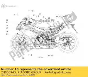 Piaggio Group 2H000943 centro de transferência preto - Lado inferior