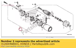 Ici, vous pouvez commander le ensemble moteur, démarreur auprès de Honda , avec le numéro de pièce 31200HN8003: