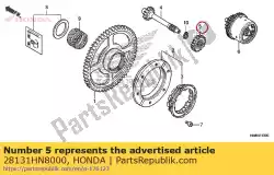 Here you can order the gear c, starter reduction(19t) from Honda, with part number 28131HN8000: