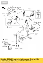 Here you can order the switch,rear brake from Kawasaki, with part number 270100023: