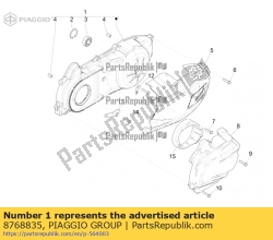 Aprilia 8768835, Transmission cover with u.p., OEM: Aprilia 8768835